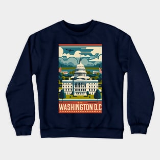 A Vintage Travel Art of Washington DC - US Crewneck Sweatshirt